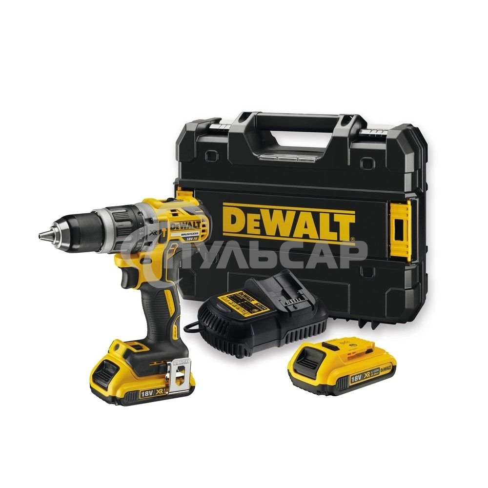 Дрель-шуруповерт DeWalt DCD796D2-QW, Аккумуляторная, 18В, 2 АКБ, Ударная, Кейс
