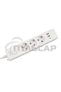 Бытовой удлинитель PowerCube, 3р с/з вык.,3USB, 3500 Вт, 16А, 1.9 м, 3*1,0 (белый) PC-5-2M