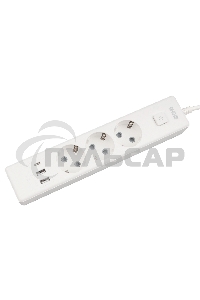 Бытовой удлинитель PowerCube, 3р с/з вык.,3USB, 3500 Вт, 16А, 1.9 м, 3*1,0 (белый) PC-5-2M