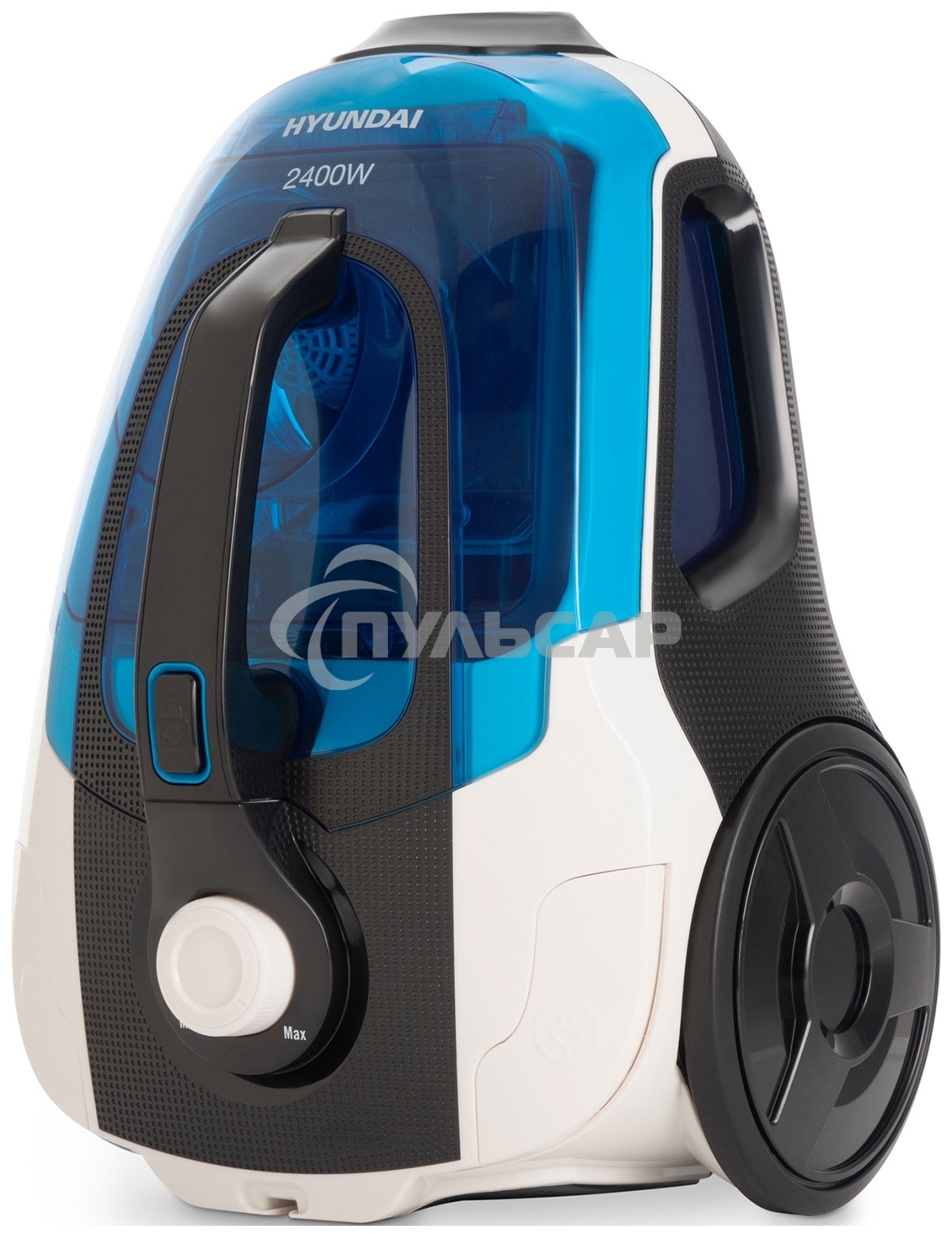 Пылесос Hyundai HYV-C3377 белый/синий, 380/2400 Вт, уборка сухая, пылесборник контейнер, 3.5 л