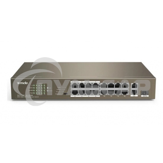 Коммутатор неуправляемый IP-COM F1118P-16-150W PoE, 18 портов, 18х100 Мбит/с, 2x1 Gbит/с, PoE 16х30 Вт (до 130Вт)