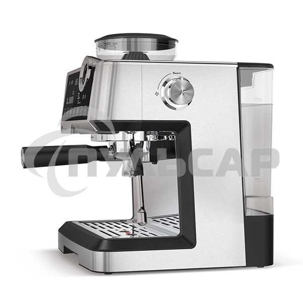 Кофеварка рожковая BQ CM5002 серебристый/черный, исп. кофе - зерновой/молотый, 2,8 л, 2400 Вт, 19 бар