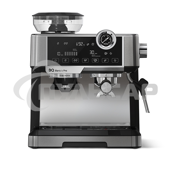 Кофеварка рожковая BQ CM5002 серебристый/черный, исп. кофе - зерновой/молотый, 2,8 л, 2400 Вт, 19 бар