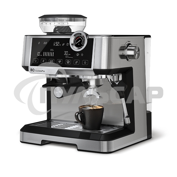 Кофеварка рожковая BQ CM5002 серебристый/черный, исп. кофе - зерновой/молотый, 2,8 л, 2400 Вт, 19 бар