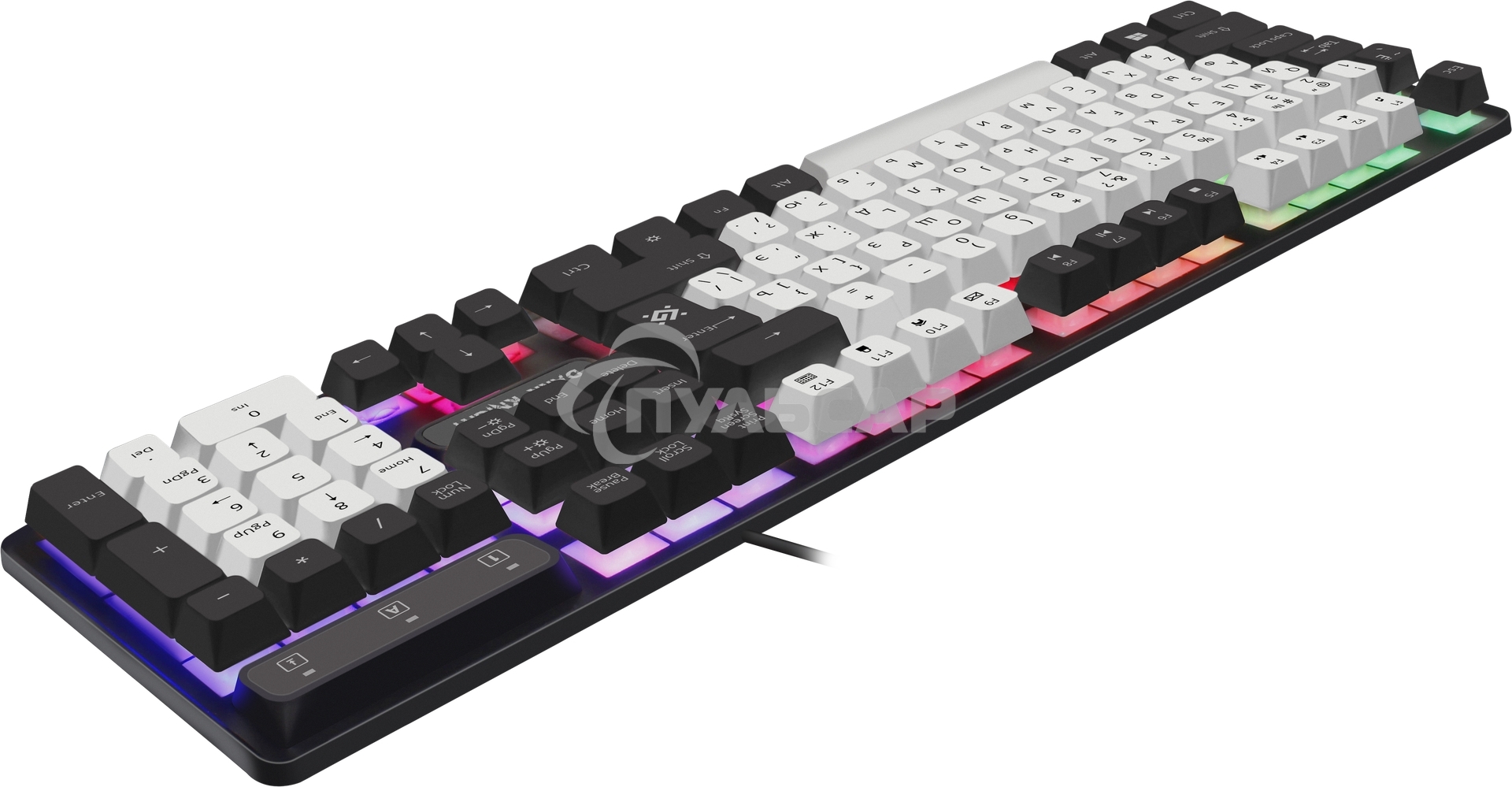 Клавиатура проводная Defender Dark Knight R GK-077, USB, черный/белый