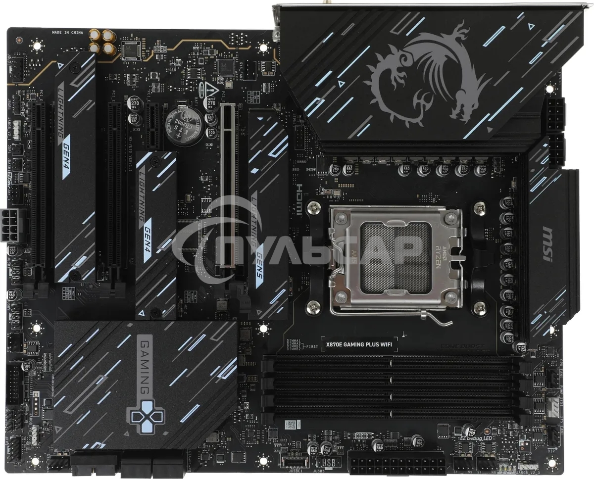 Материнская плата MSI X870E GAMING PLUS WIFI, AM5, AMD X870E, 4xDDR5, 4xSATA, 3xM.2, 1xPCIe 5.0 x16, 1xPCIe 4.0 x4, 2xPCIe 3.0 x1, 1xHDMI, 1xUSB Type-C, 1x5Gb LAN, Wi-Fi 7, Bluetooth 5.4, 2xUSB-C 20Gbps, 1xUSB-C 40Gbps, 2xUSB-A 5Gbps, 2xUSB-A 10Gbps, 4xUS