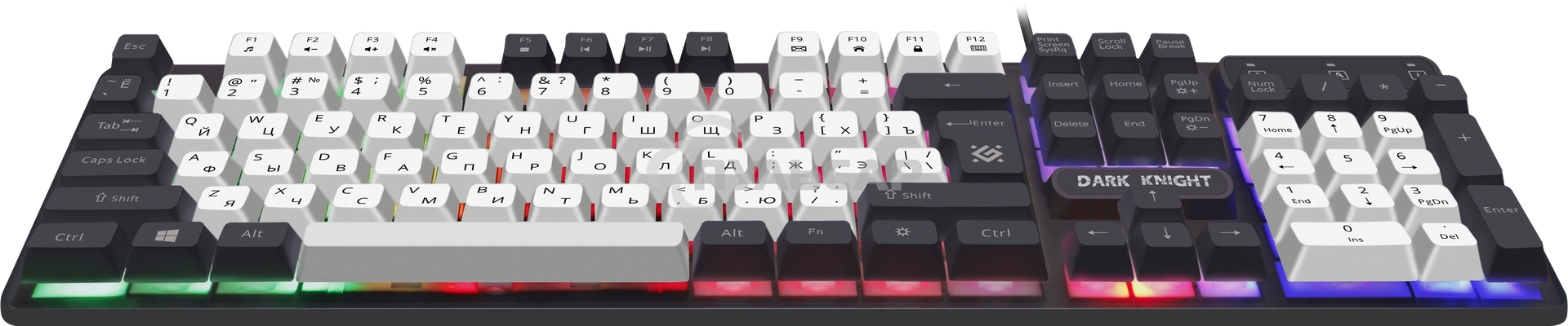 Клавиатура проводная Defender Dark Knight R GK-077, USB, черный/белый