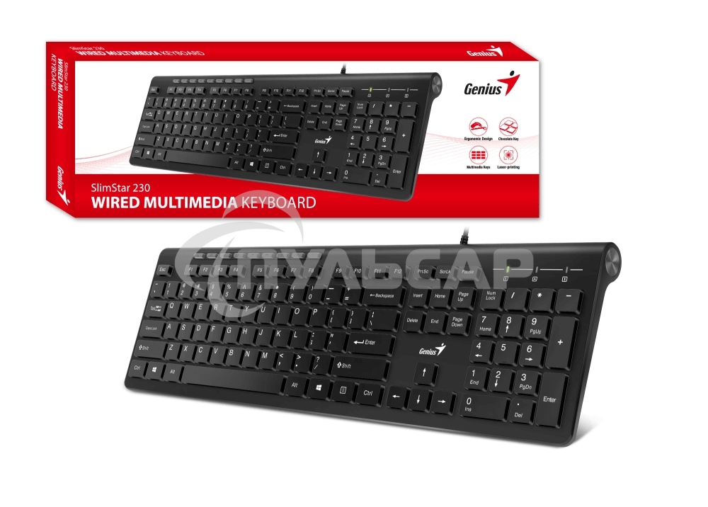 Клавиатура проводная Genius SlimStar 230II 31310048402, USB, черный