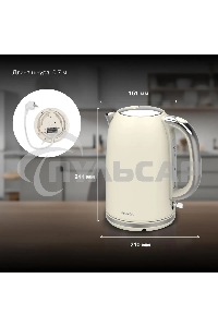 Чайник электрический Hyundai HYK-S9900 1.7л. 2200Вт молочный/серебристый корпус: металл