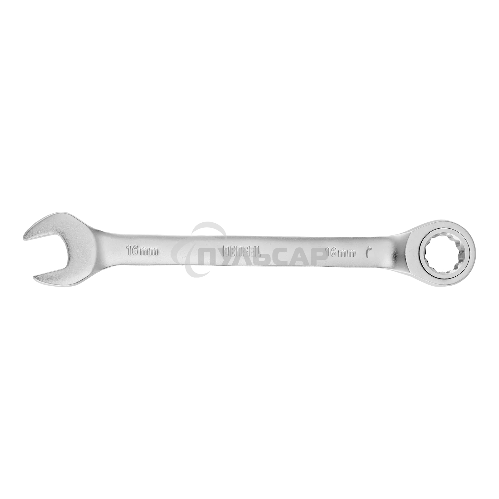 Ключ комбинированный трещоточный Denzel 14710 16 мм, CrV, матовый хром