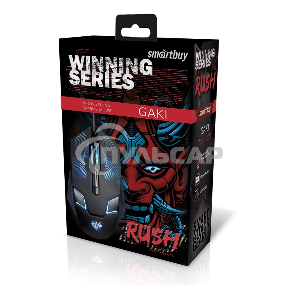 Мышь проводная SMARTBUY (SBM-743G-K) RUSH черная