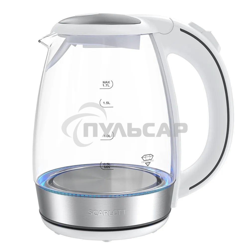 Чайник электрический Scarlett SC-EK27G104 1.7л. 2200Вт белый корпус: стекло/пластик