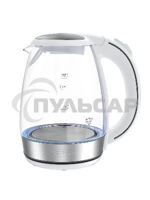 Чайник электрический Scarlett SC-EK27G104 1.7л. 2200Вт белый корпус: стекло/пластик