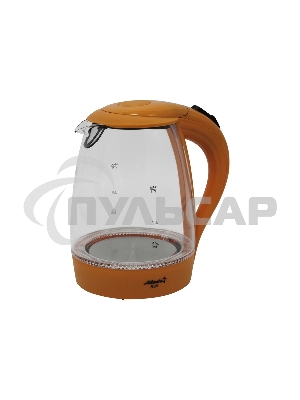 Чайник электрический ATLANTA ATH-2461 оранжевый, стекло, 1,7 л, 2000 Вт, иллюминация