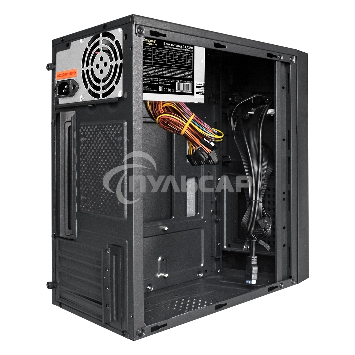 Компьютерный корпус Minitower ExeGate BAA-109U2-UNS350 (mATX, БП UNS350 с вент. 12см, 2*USB+2*USB 3.0, аудио, черный)