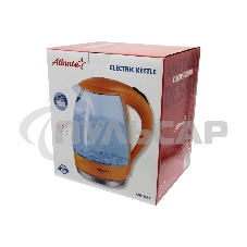 Чайник электрический ATLANTA ATH-2461 оранжевый, стекло, 1,7 л, 2000 Вт, иллюминация