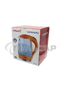 Чайник электрический ATLANTA ATH-2461 оранжевый, стекло, 1,7 л, 2000 Вт, иллюминация