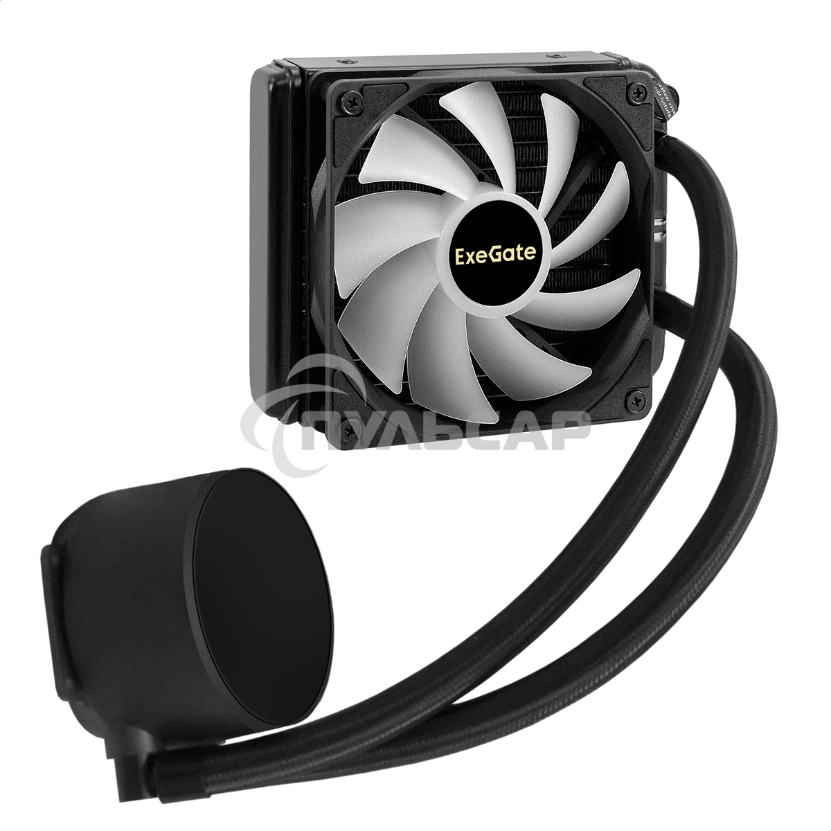 Комплект водяного охлаждения ExeGate BlackWater-120V3.PWM.ARGB (3 PIN 5V ADDRESSABLE RGB подсветка, LGA2066/2011/1366/1150/1151/1155/1156/1200/1700/1851/AM4/AM5/FM1/FM2/FM2+/AM2/AM2+/AM3/AM3+, TDP 150W, Fan 120мм 4pin PWM 600-1800RPM Hydro bearing, помпа 