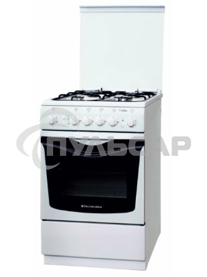 Плита газовая De Luxe 506040.14Г (КР) ЧР белый, конфорок 4 шт, духовка 54 л, 50 см x 85 см x 60 см