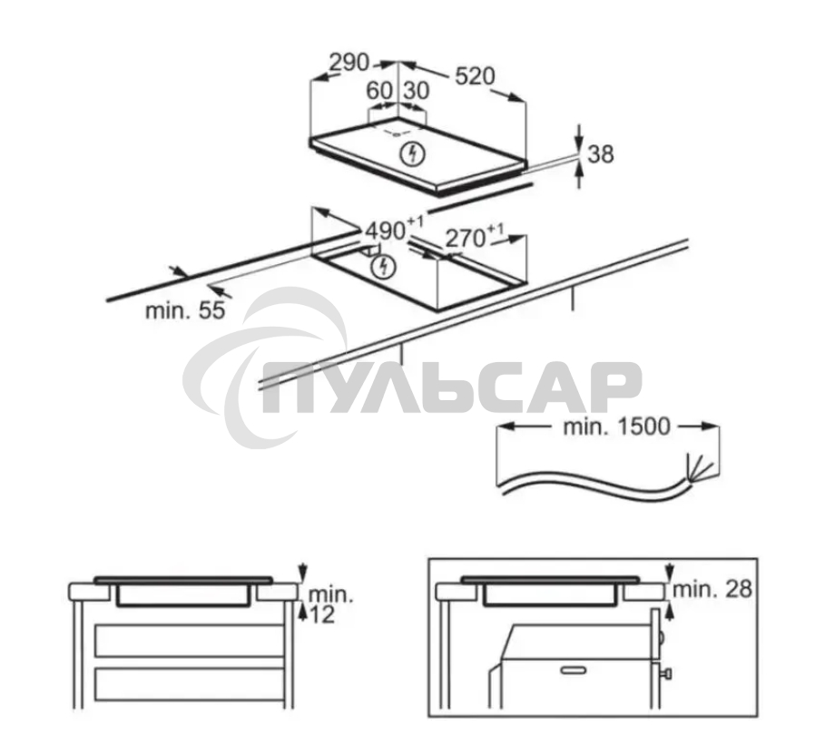 Варочная поверхность AEG HRB32310CB, черный