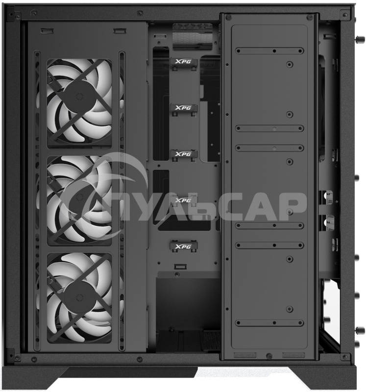Компьютерный корпус XPG INVADER X BLACK (INVADERXMT-BKCWW) Mid-Tower Gaming ATX PC Case with Panoramic View, Tempered Glass Panels, and RGb Lighting Black