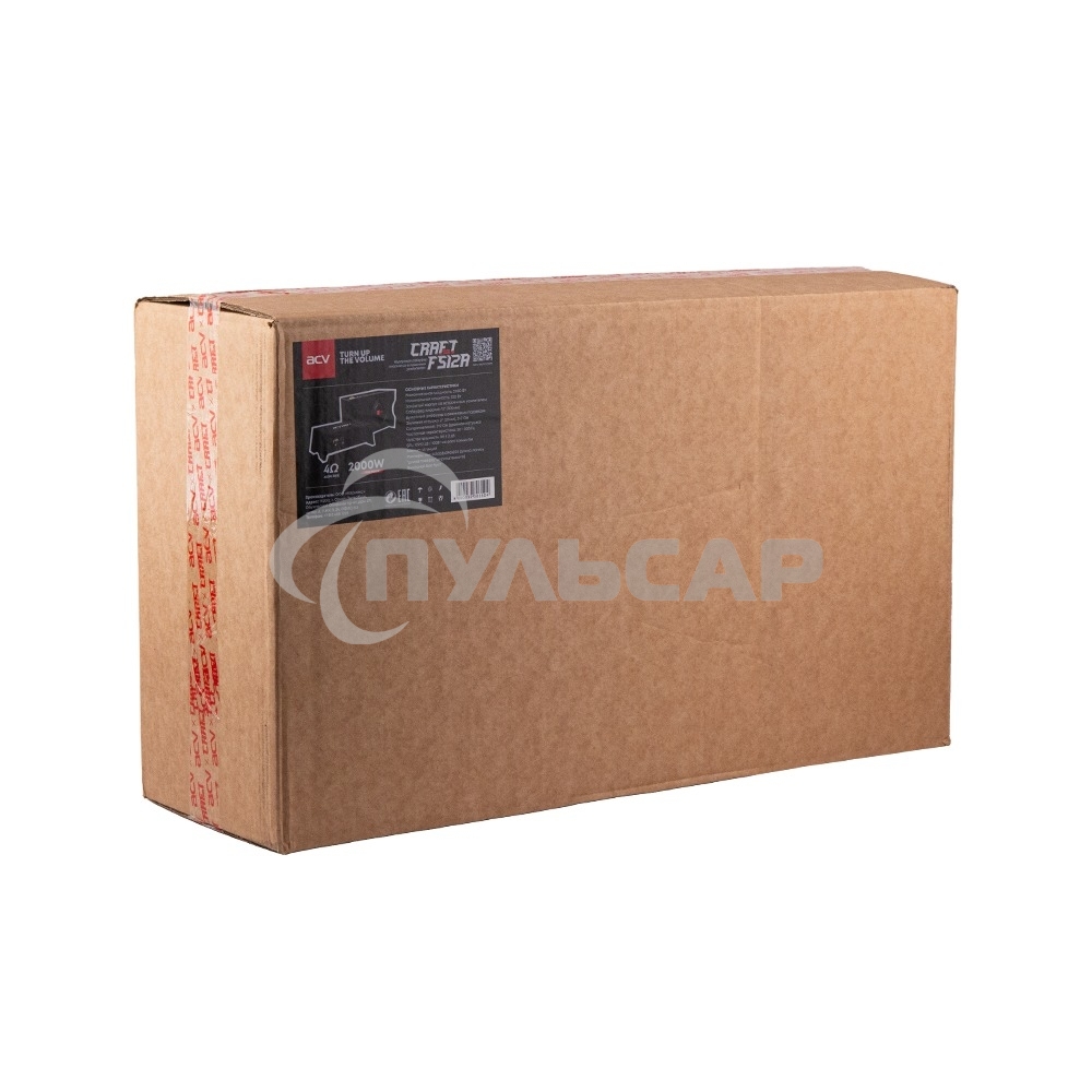 Сабвуфер автомобильный ACV CRAFT FS12A активный/корпусной плоский/2000Вт/30см/SPL-109дБ/темно-серый