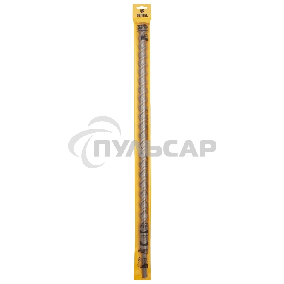 Бур по бетону Denzel двойная спираль, Cobalt W-tip, 20x600 мм, SDS PLUS