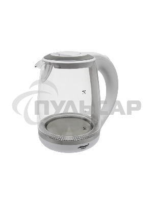 Чайник электрический Atlanta, ATH-2471 бел, стекло Стекло, 2л, 2200Вт, белый, температурная иллюминация, защита от перегрева без воды.