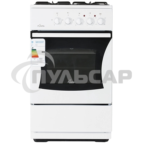 Плита комбинированная Flama RK 23-105 W белый, конфорок 4 шт, духовка 50 л, 50 см x 85 см x 60 см