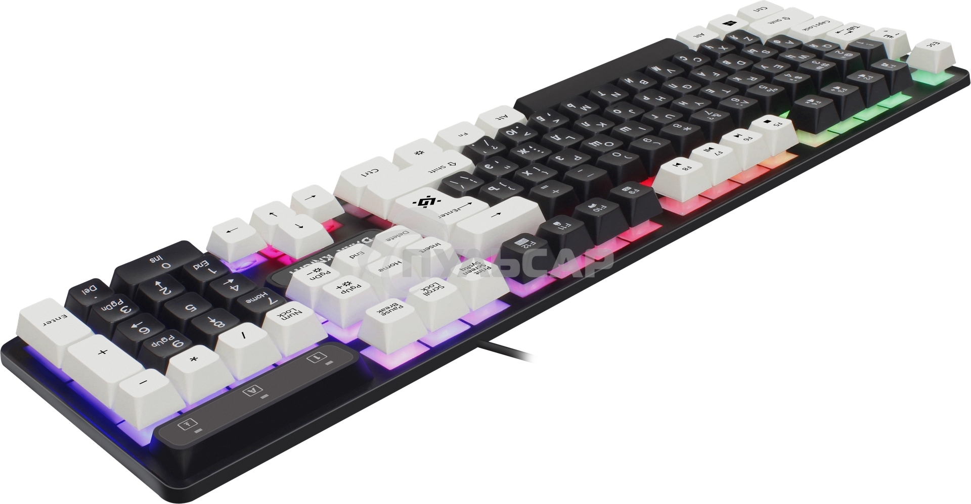 Клавиатура проводная Defender Dark Knight GK-077, USB, черный/белый