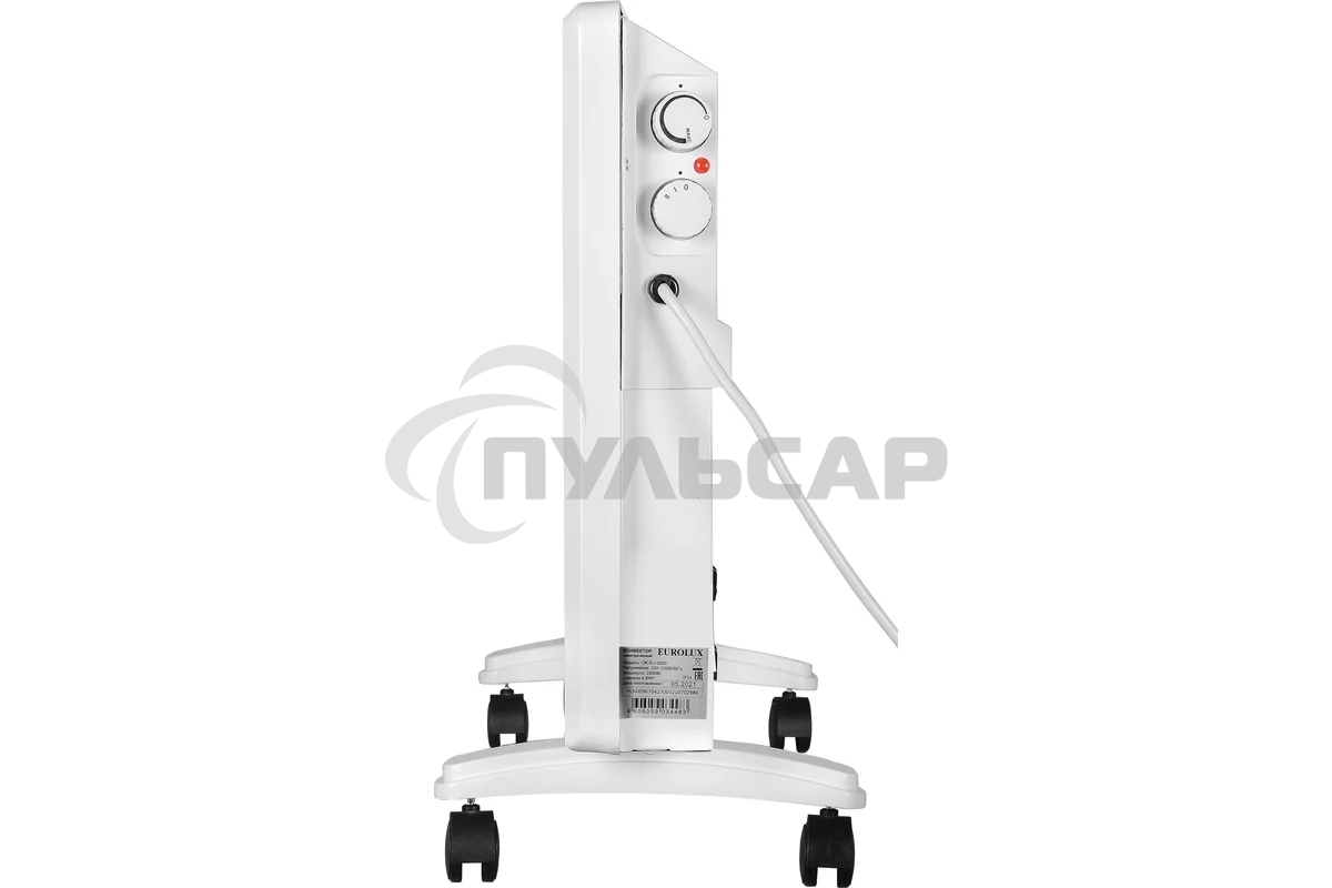 Конвектор EUROLUX ОК-EU-2500, белый, 2500 Вт, 30 м2, термостат