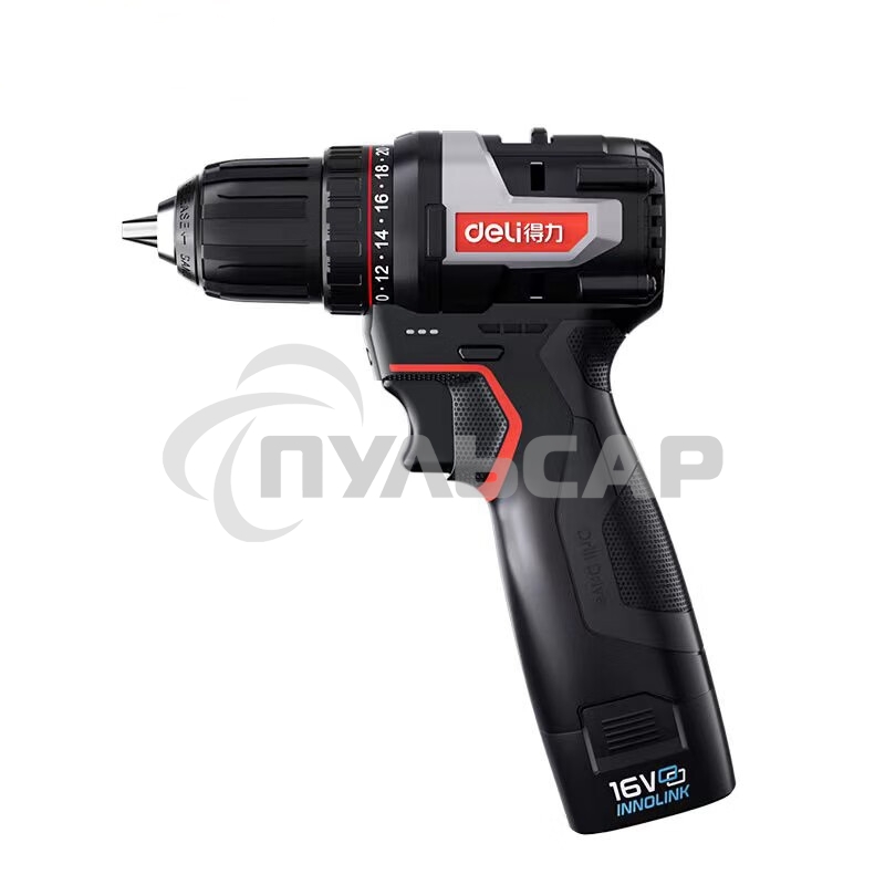 Дрель-шуруповерт Deli DE-DZ16-1D2, Аккумуляторная, 16В, 2 АКБ, Сумка