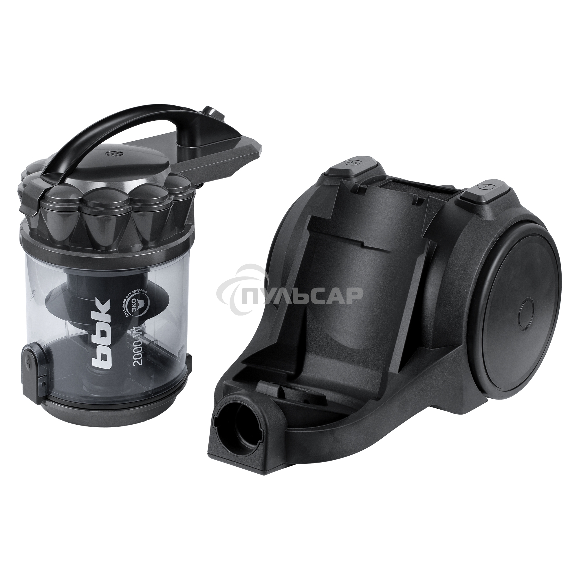 Пылесос BBK BV1505 серый/черный, 350/2000 Вт, уборка сухая, пылесборник контейнер 2 л