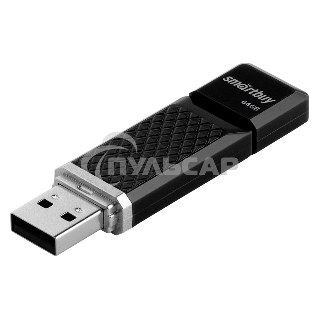 Флешка USB 64 Gb Smartbuy Quartz USB 2.0, черный, SB64 GbQZ-K