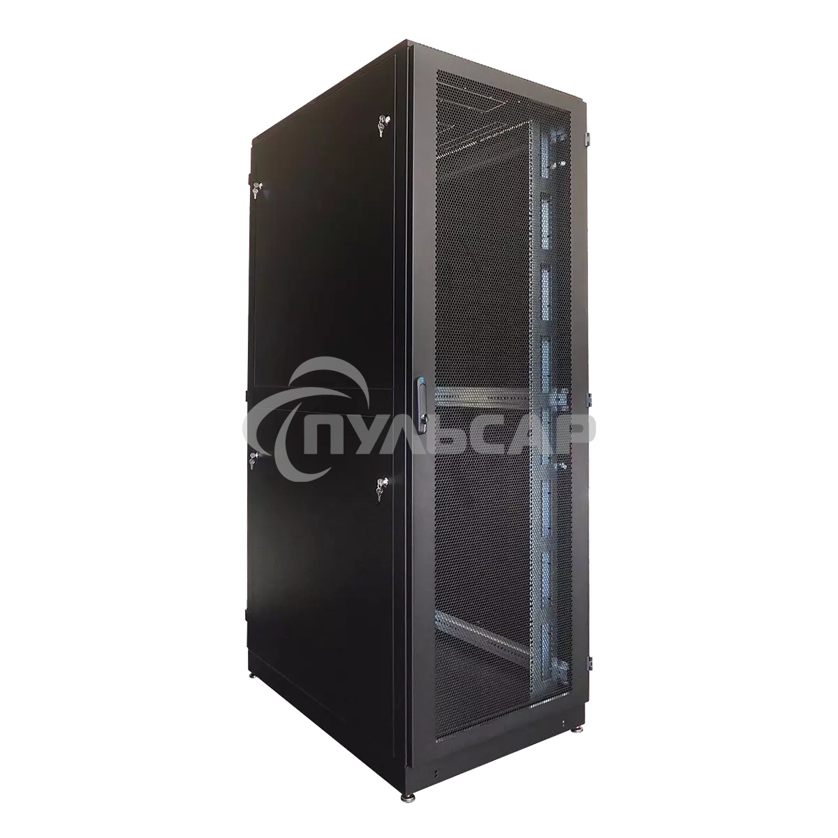 Шкаф серверный напольный 42U (800 1000) двойные перфорированные двери 2 шт., черный