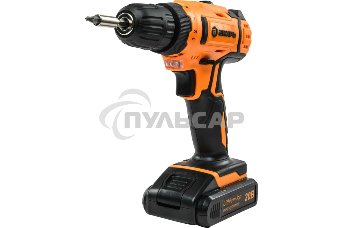 Дрель-шуруповерт Вихрь ДА-20Л-2К 72/14/21, Аккумуляторная, 20В, 2 АКБ, Кейс