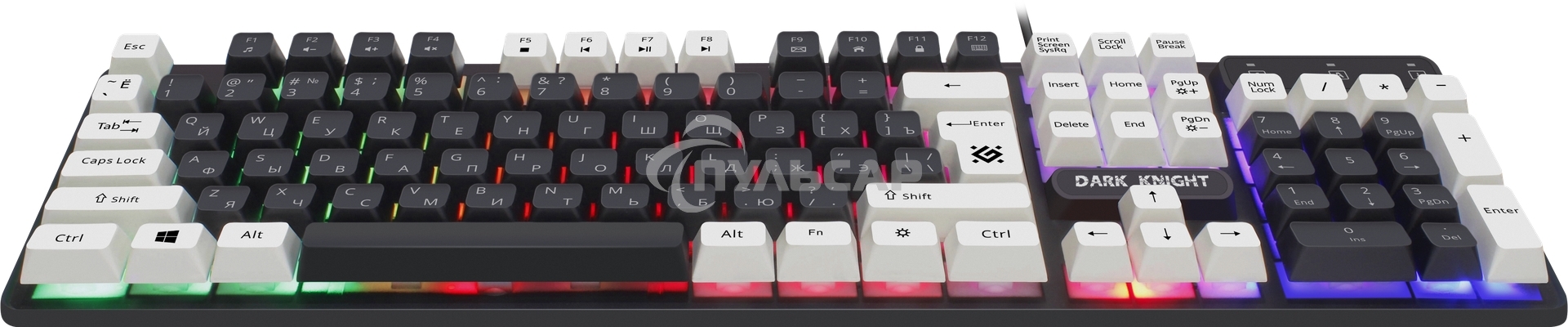 Клавиатура проводная Defender Dark Knight GK-077, USB, черный/белый