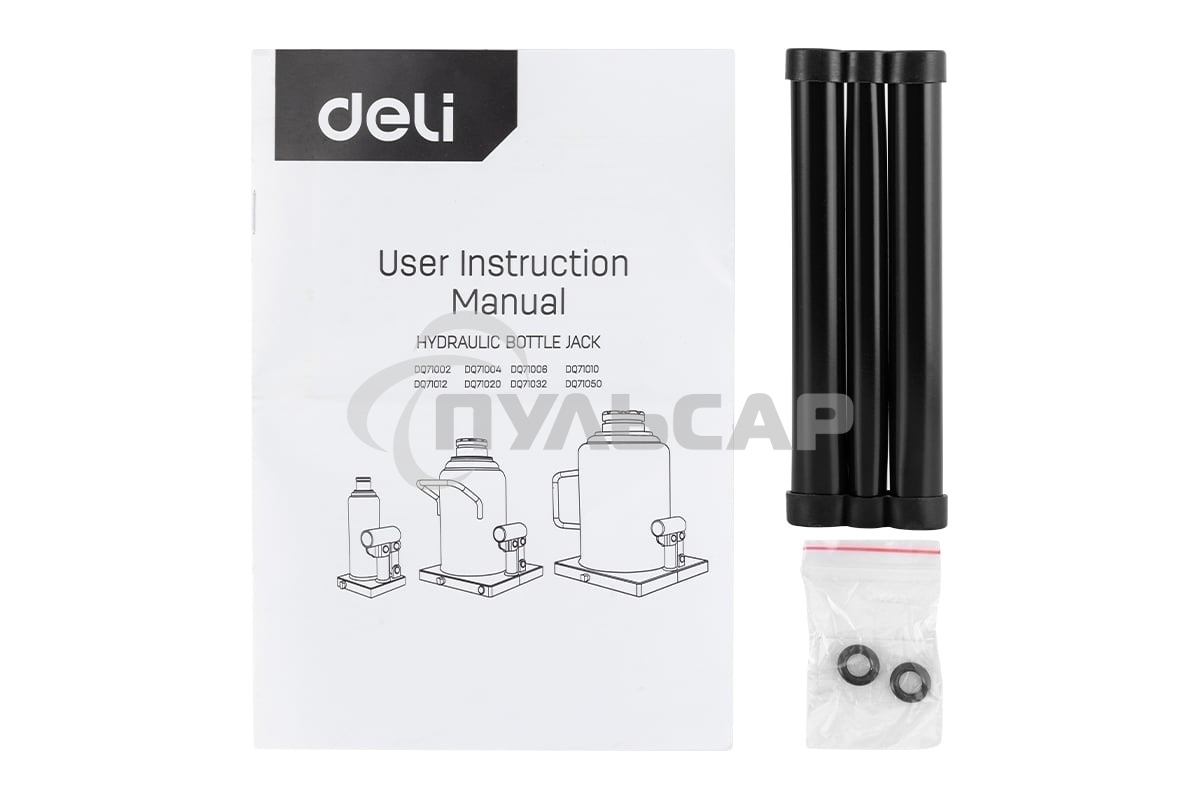 Домкрат бутылочный гидравлический Deli DQ71012 макс.грузоподъемность 12 т