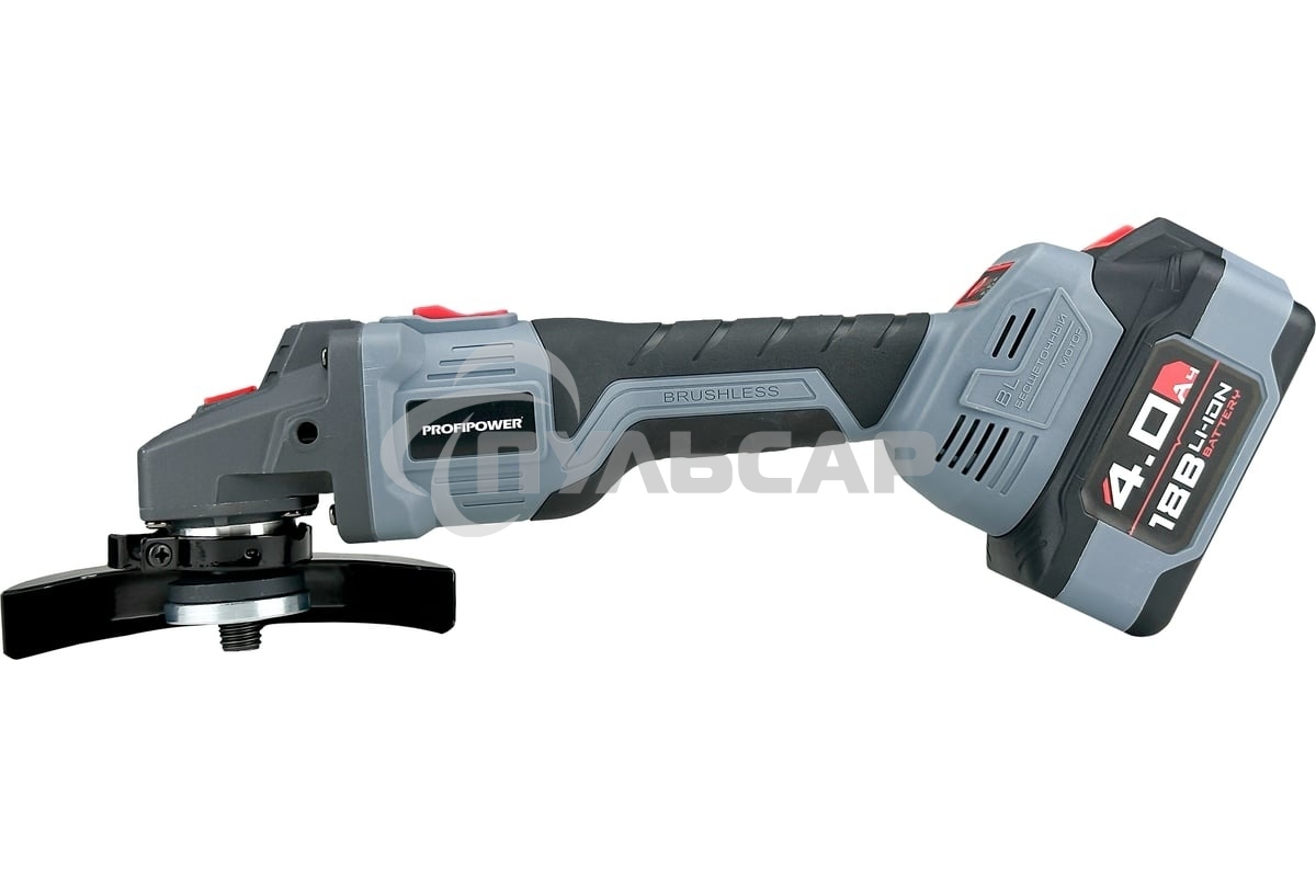 Углошлифовальная машина (УШМ) бесщеточная ProfiPower MKDGA-18V (Li-ion-2шт, 4.0А·ч, 125 мм, 0-9000 об/мин, З/У, в кейсе)