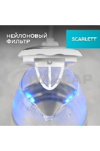 Чайник электрический Scarlett SC-EK27G104 1.7л. 2200Вт белый корпус: стекло/пластик