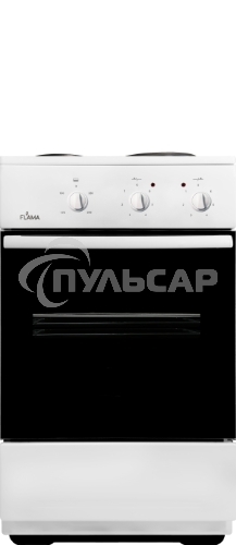 Плита электрическая Flama CE 3201 W белый, конфорок 2 шт, духовка 30 л, 50 см x 85 см x 36 см