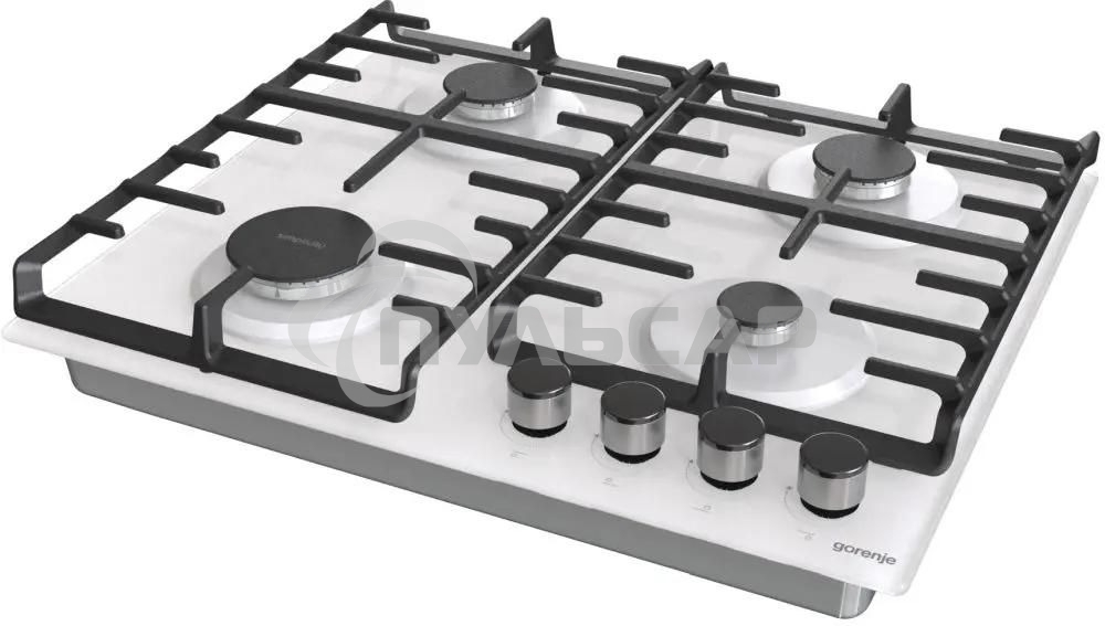 Газовая варочная панель Gorenje GT642SYW, 4 конфорки, закаленное стекло, белый