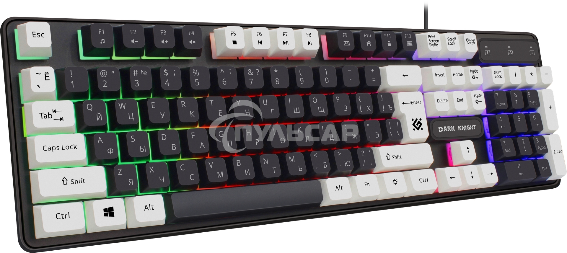 Клавиатура проводная Defender Dark Knight GK-077, USB, черный/белый