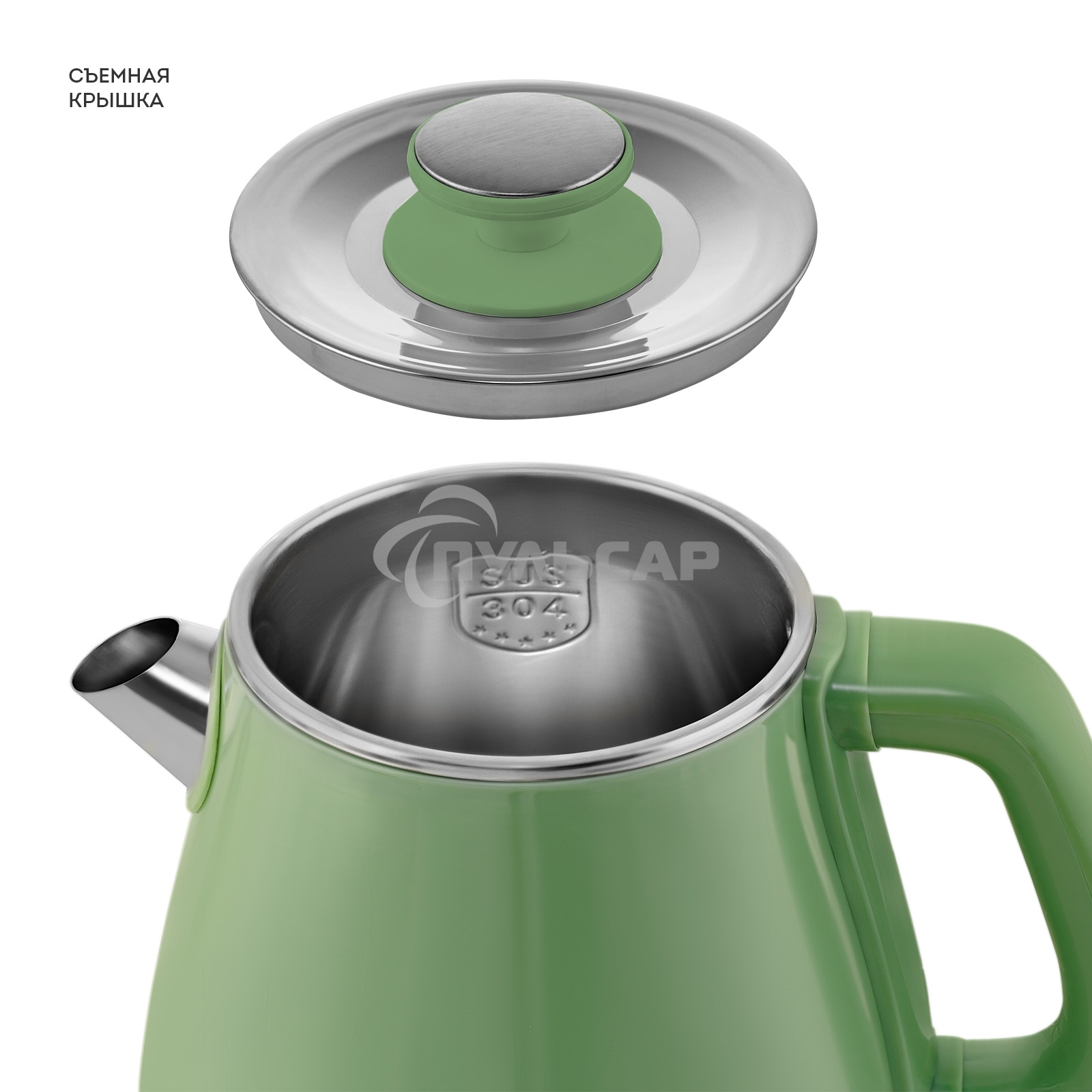 Чайник электрический Galaxy Line GL 0331, зеленый, пластик, двойная стенка из нержавеющей стали AISI 304 и пищевого пластика, 2200 Вт, 1,8 л, индикатор работы