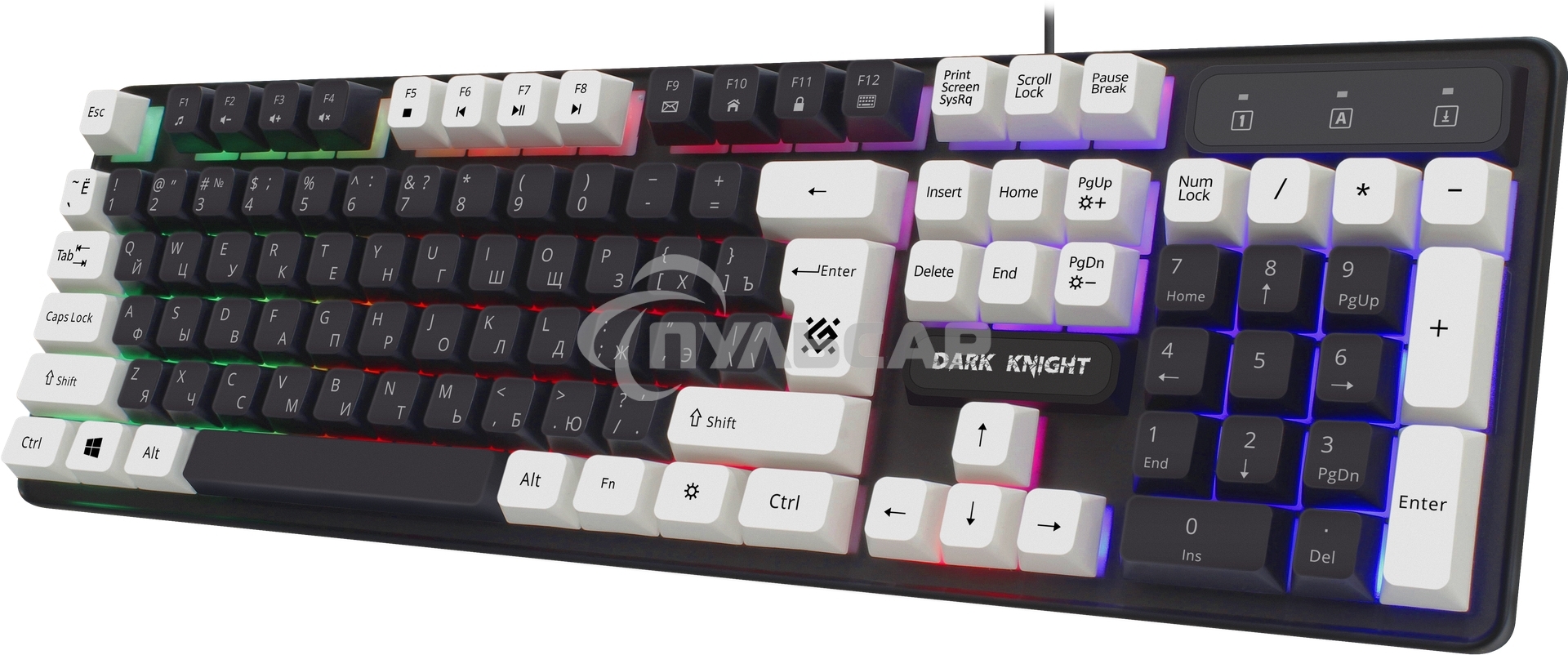 Клавиатура проводная Defender Dark Knight GK-077, USB, черный/белый