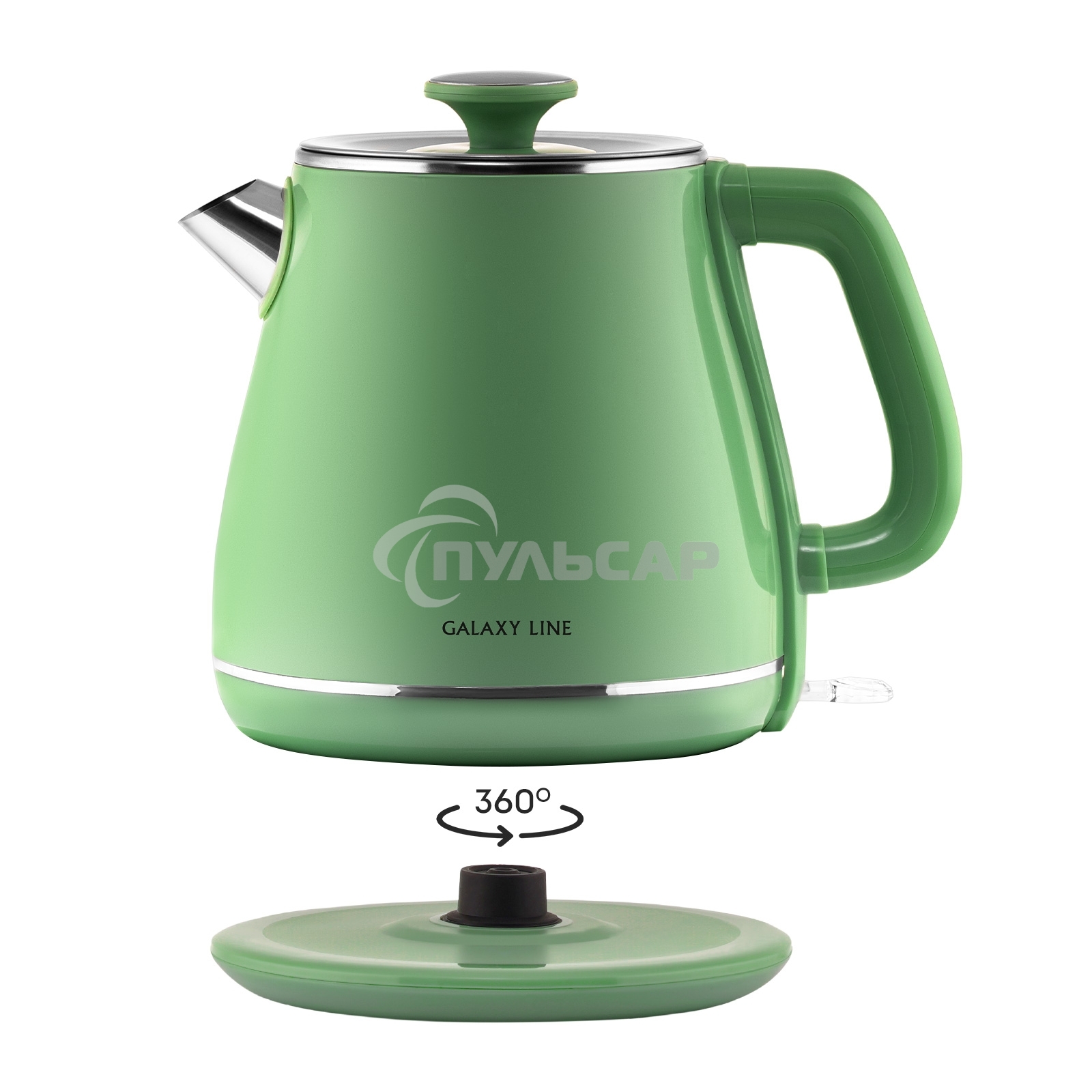Чайник электрический Galaxy Line GL 0331, зеленый, пластик, двойная стенка из нержавеющей стали AISI 304 и пищевого пластика, 2200 Вт, 1,8 л, индикатор работы