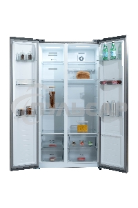 Холодильник Бирюса SBS 541 TGG текстурированное бежевое стекло двухкамерный 343/198 л морозилка слева, NoFrost, Side-by-side