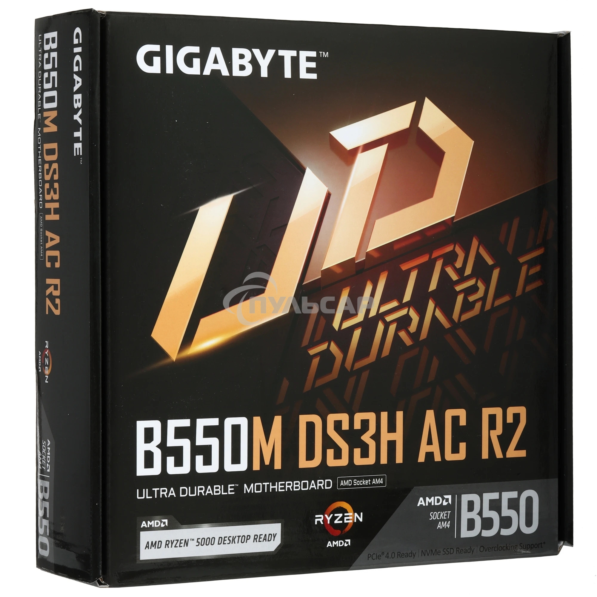 Материнская плата Gigabyte B550M DS3H AC R2, AM4, AMD B550, 4xDDR4, 4xSATA, 2xM.2, 1xPCIe 4.0 x16, 1xPCIe 3.0 x4, 1xPCIe 3.0 x1, 1xDP, 1xHDMI, 1x1Gb LAN, Wi-Fi, Bluetooth 5.0, 4xUSB-A 5Gbps, 2xUSB-A 2.0, 3x3.5 мм, 7.1, mATX