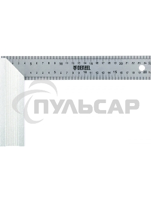 Угольник стальной, нержавеющая сталь, градуировка, алюминиевое основание, 250 мм Denzel