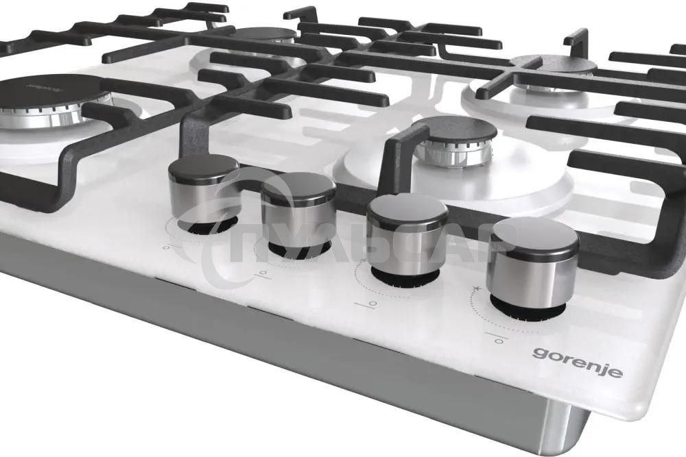 Газовая варочная панель Gorenje GT642SYW, 4 конфорки, закаленное стекло, белый